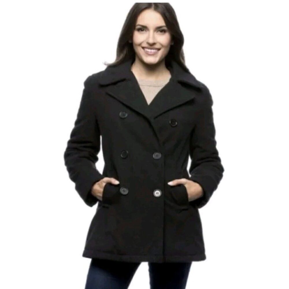 MICHAEL Michael Kors Wool Blend Double Breasted Gray Pea Coat ‎ Size XL
